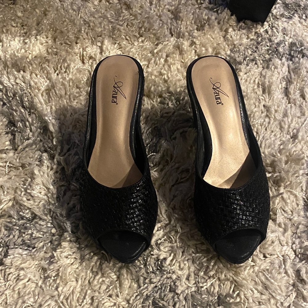 Aldo Black Woven Women's Mules